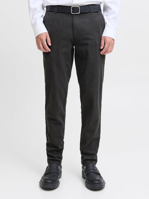 JACK & JONES JPSTMARCO bowie winter chino in dark grey herringbone