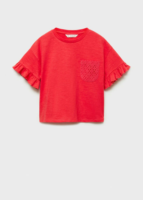 Mango t-shirt slubi in fuchsia