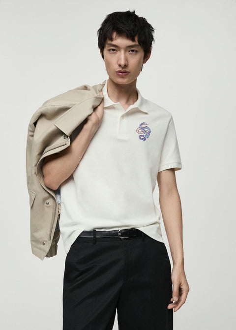 Mango poloshirt cobra in white