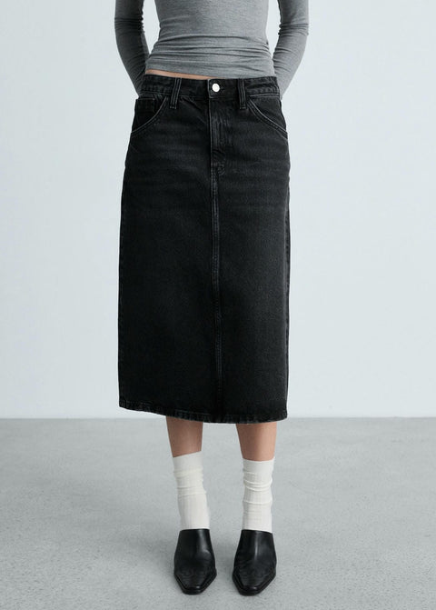 Mango skirt longo in black denim