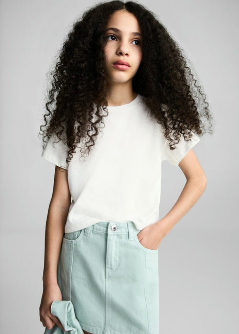 Mango t-shirt cutoutl in off white