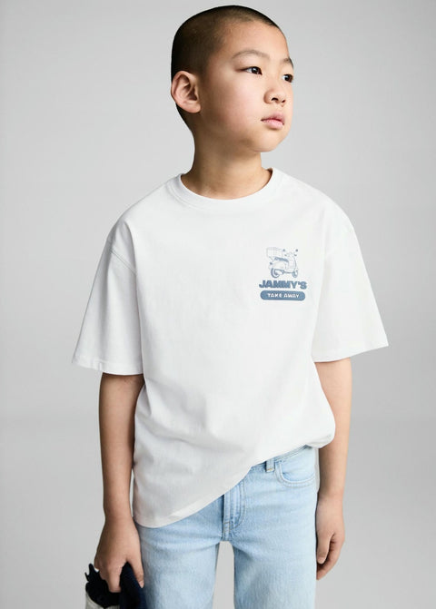 Mango t-shirt comanda in off white