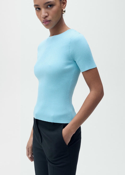 Mango sweater nenufar in turquoise