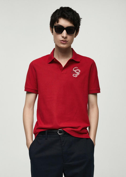 Mango poloshirt cobra in red