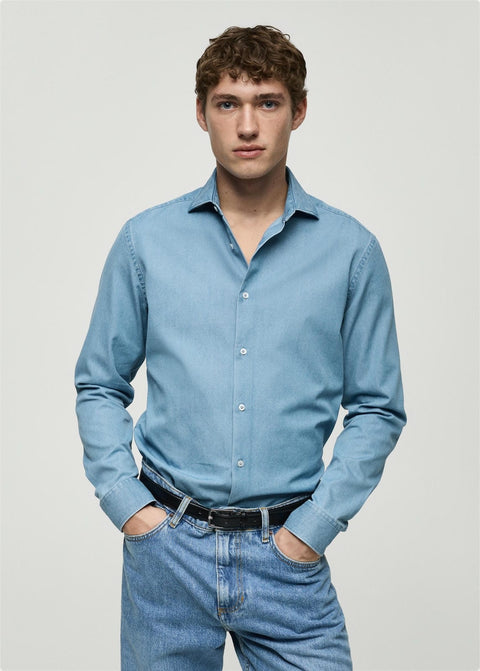 Mango shirt chambre in light denim