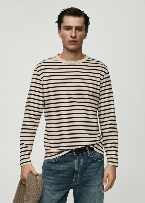 Mango t-shirt marinier in eggplant