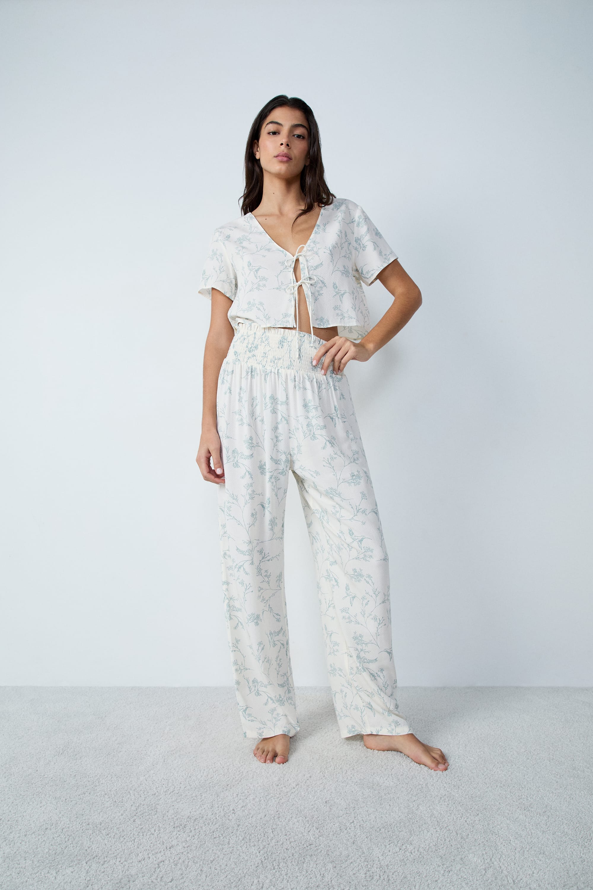 Etam reese pantalon in blue/green print