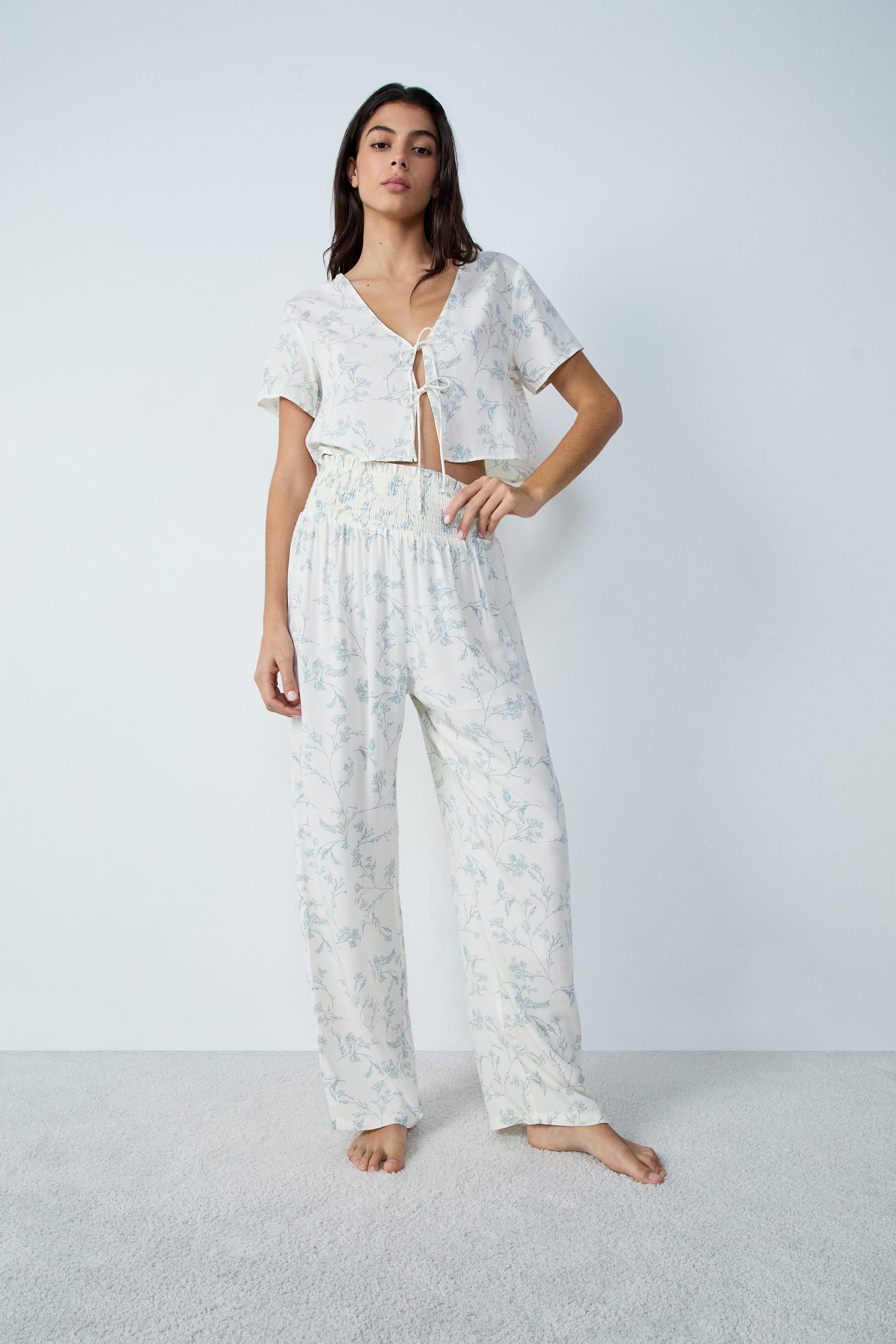 Etam reese pantalon in blue/green print