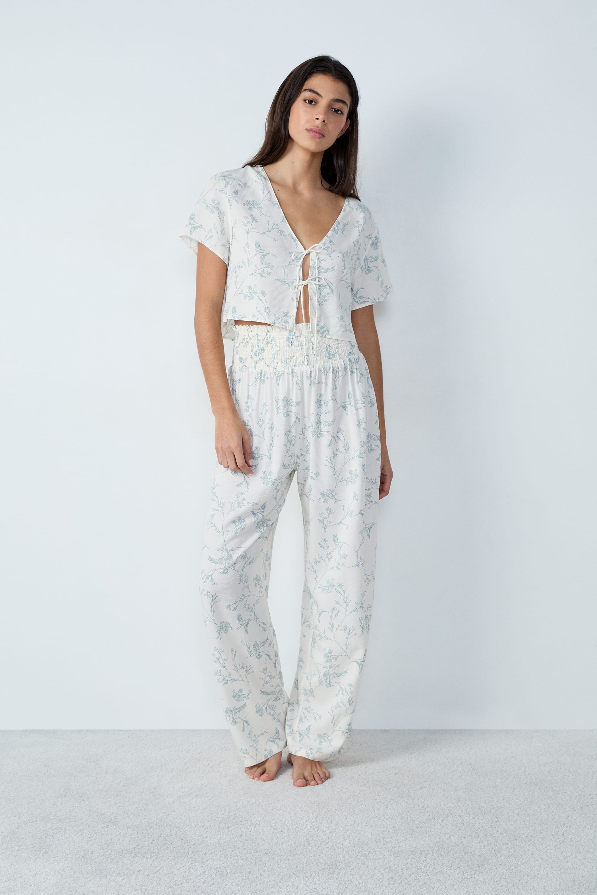 Etam reese pantalon in blue/green print