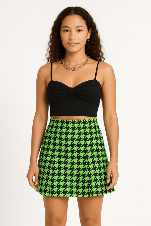 Primark checked skirt in black and green