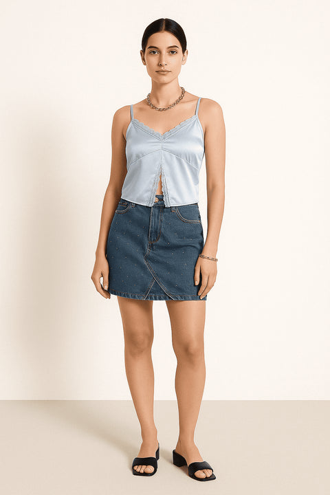 Primark lace crop top in blue