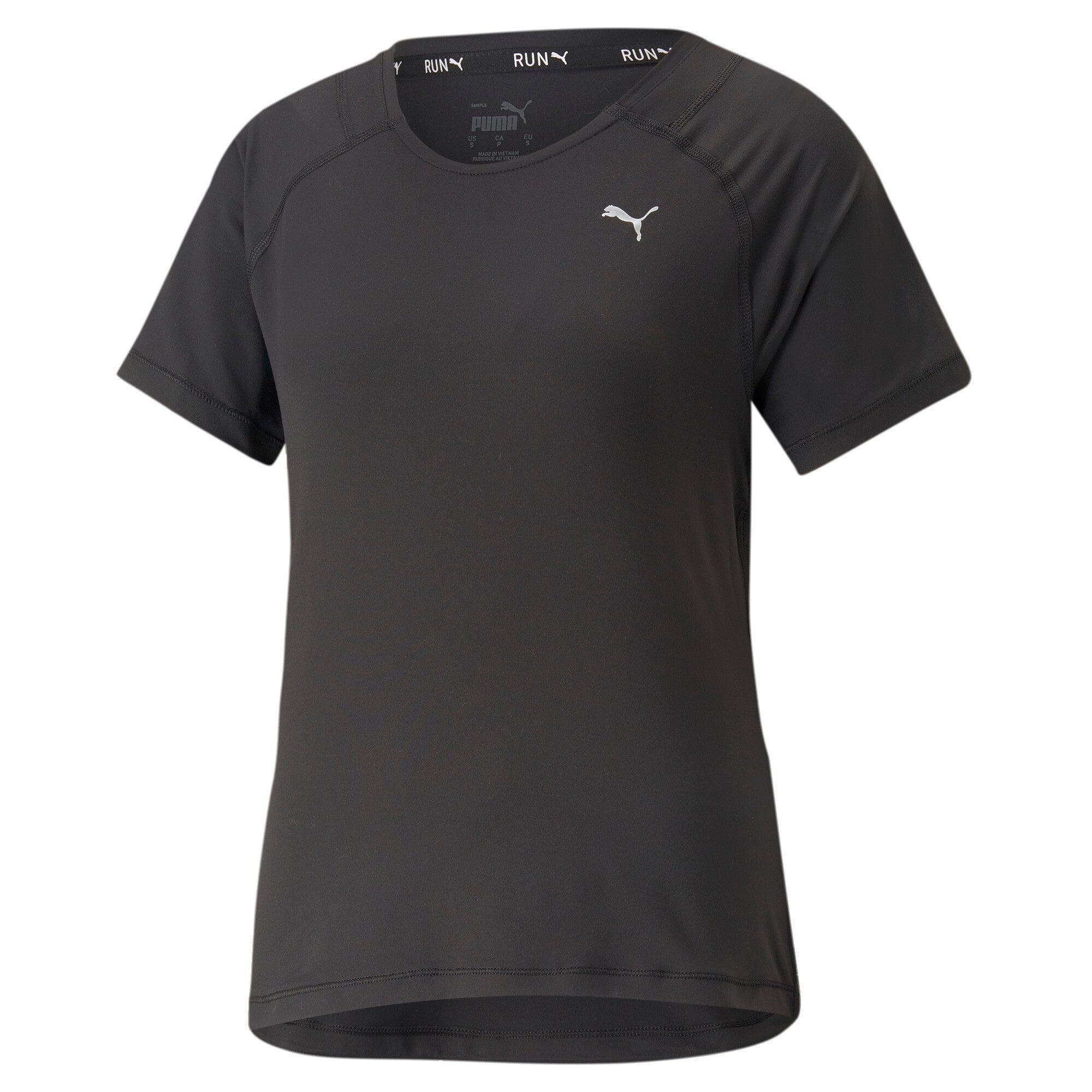 Puma run cloudspun short sleeve tee women in black - Front View