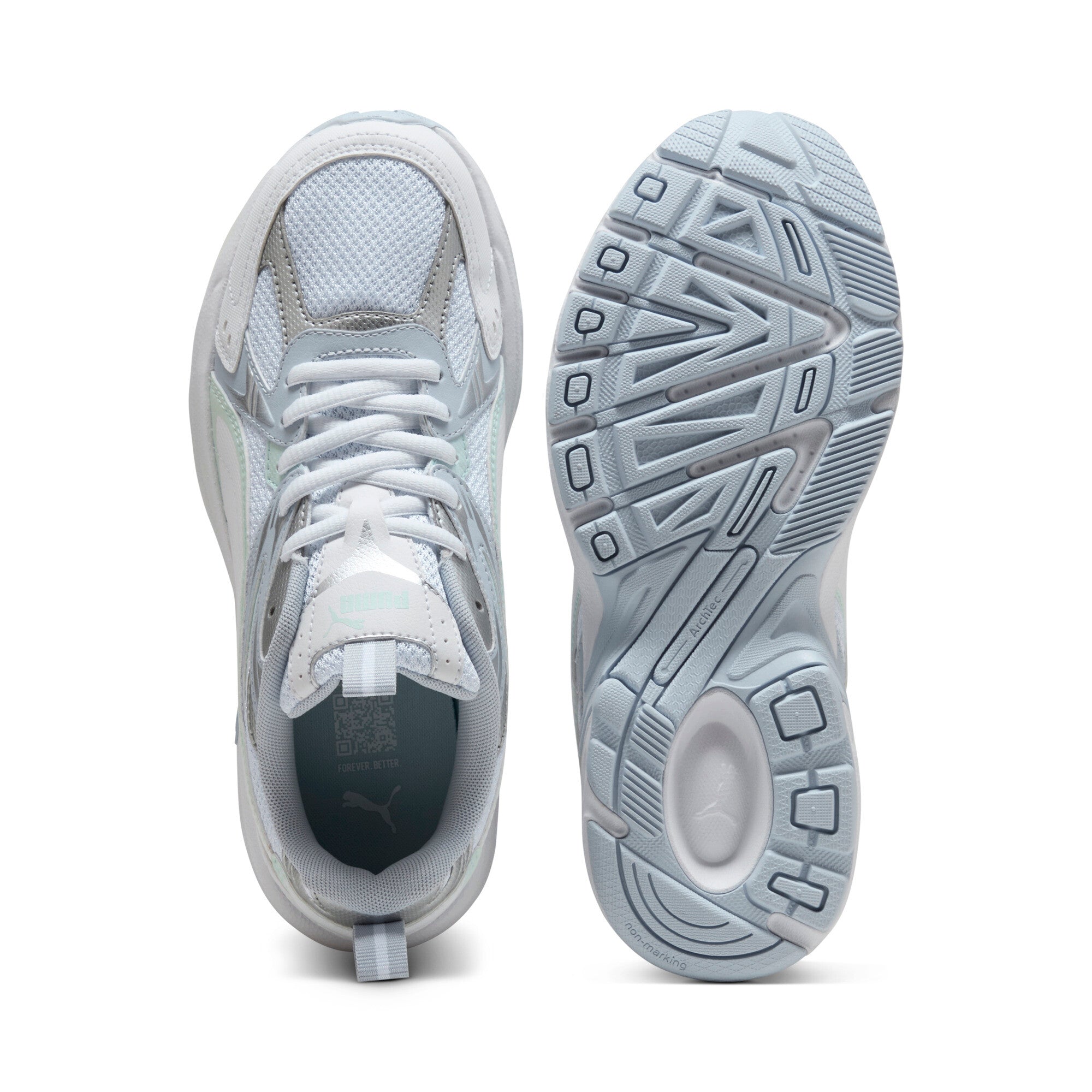 Puma milenio tech sneakers in white and peaceful blue - Side View 02