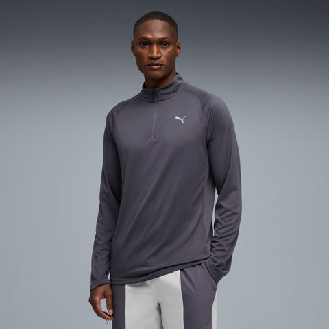 PUMA PWRTRAIN quarter-zip training tee men in galactic gray