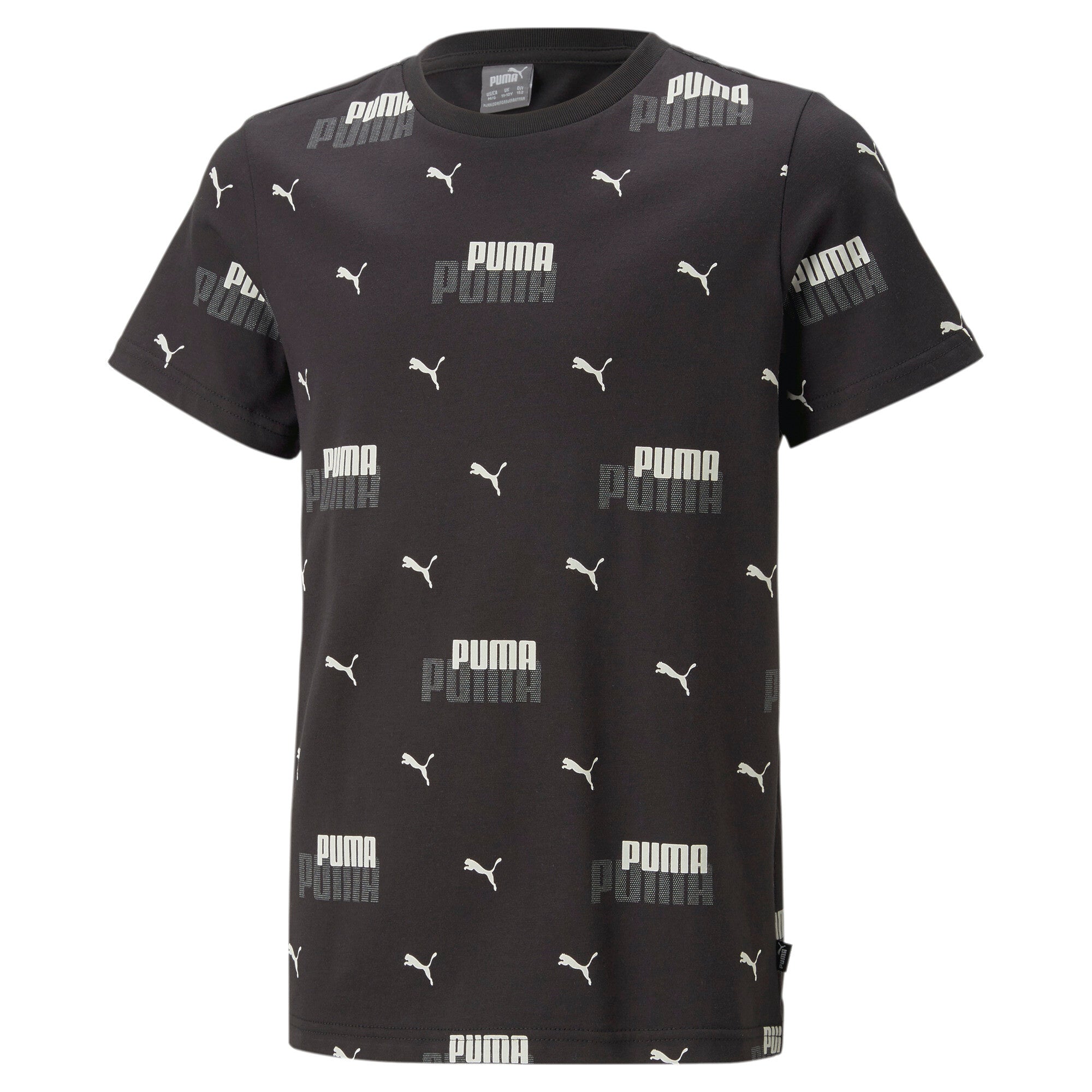 Puma essentials+ logo power printed tee youth in black - Front View