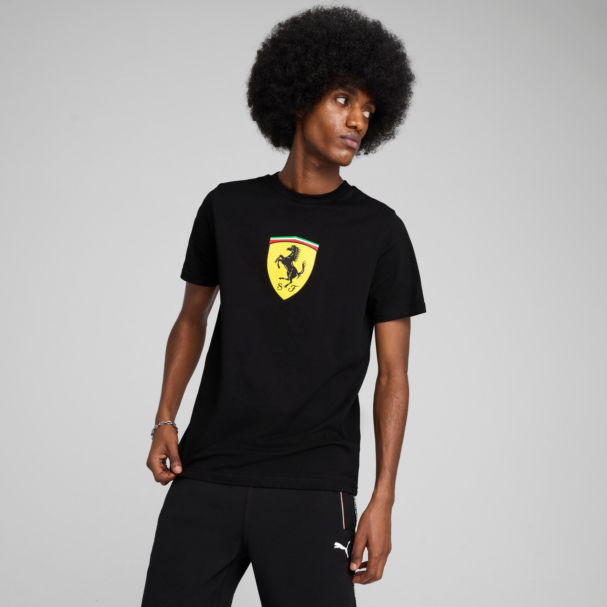 Puma scuderia Ferrari HP race coloured big shield tee in black - Model Shot 01