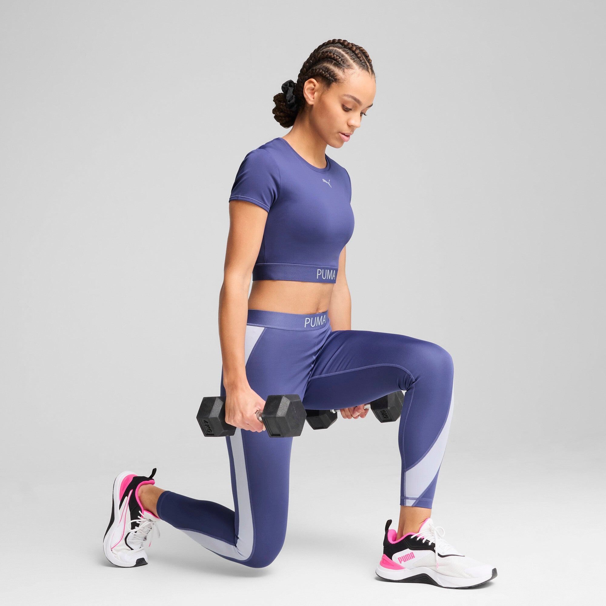 Puma strong crop tee in blue crystal - Model Shot 03