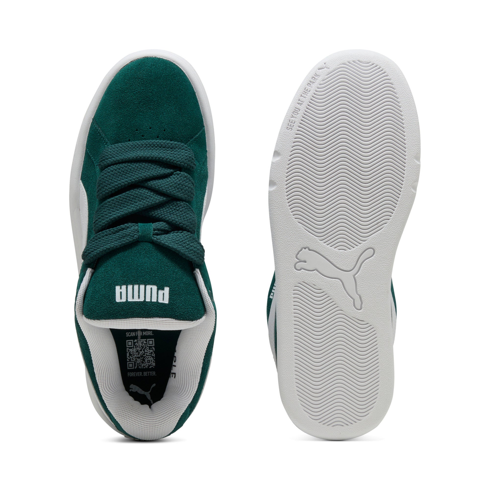 Puma park lifestyle easy suede sneakers in dark myrtle and white - Side View 02