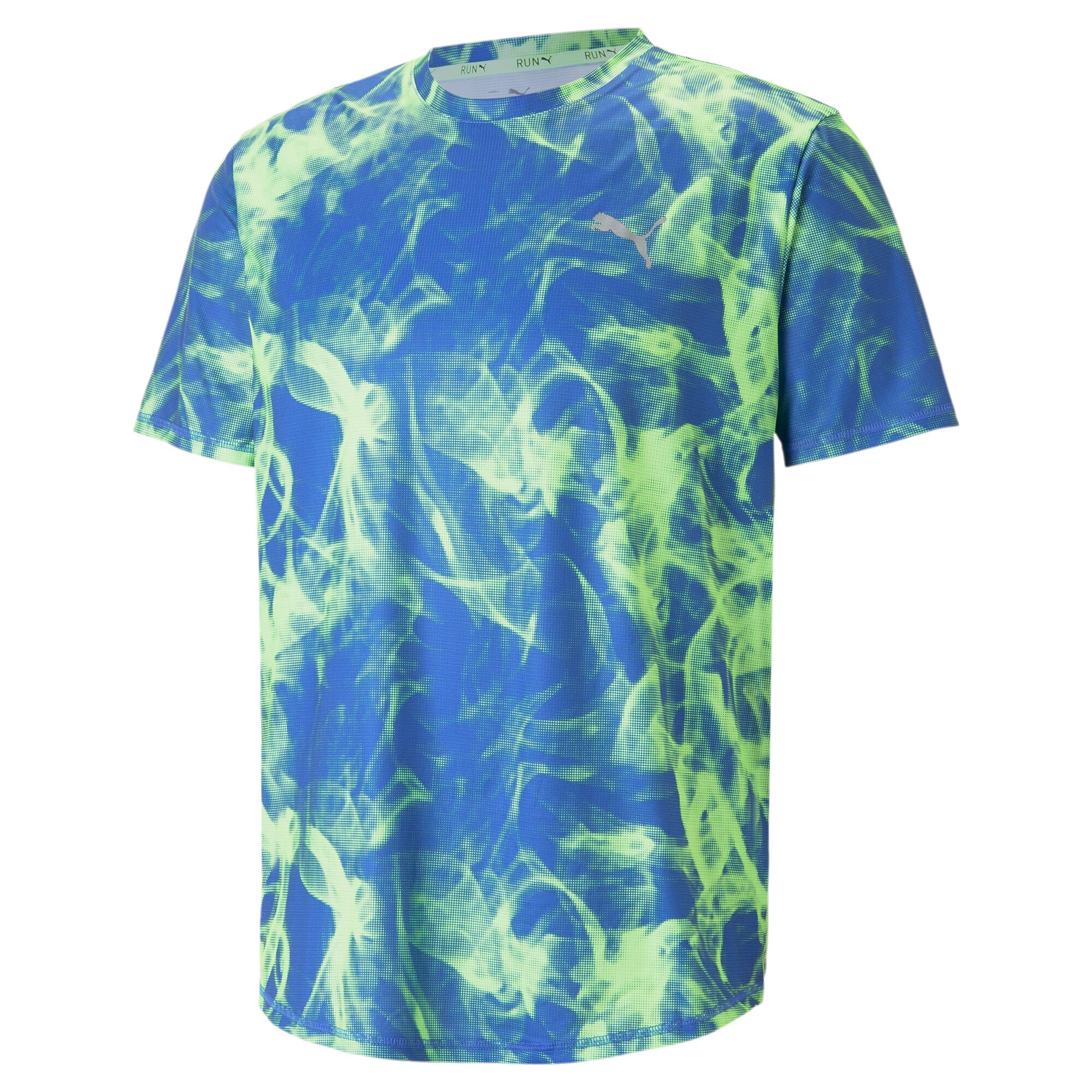 Puma run favourite printed graphic tee men in black - Front View