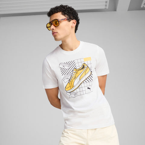 PUMA graphics sneaker tee in white