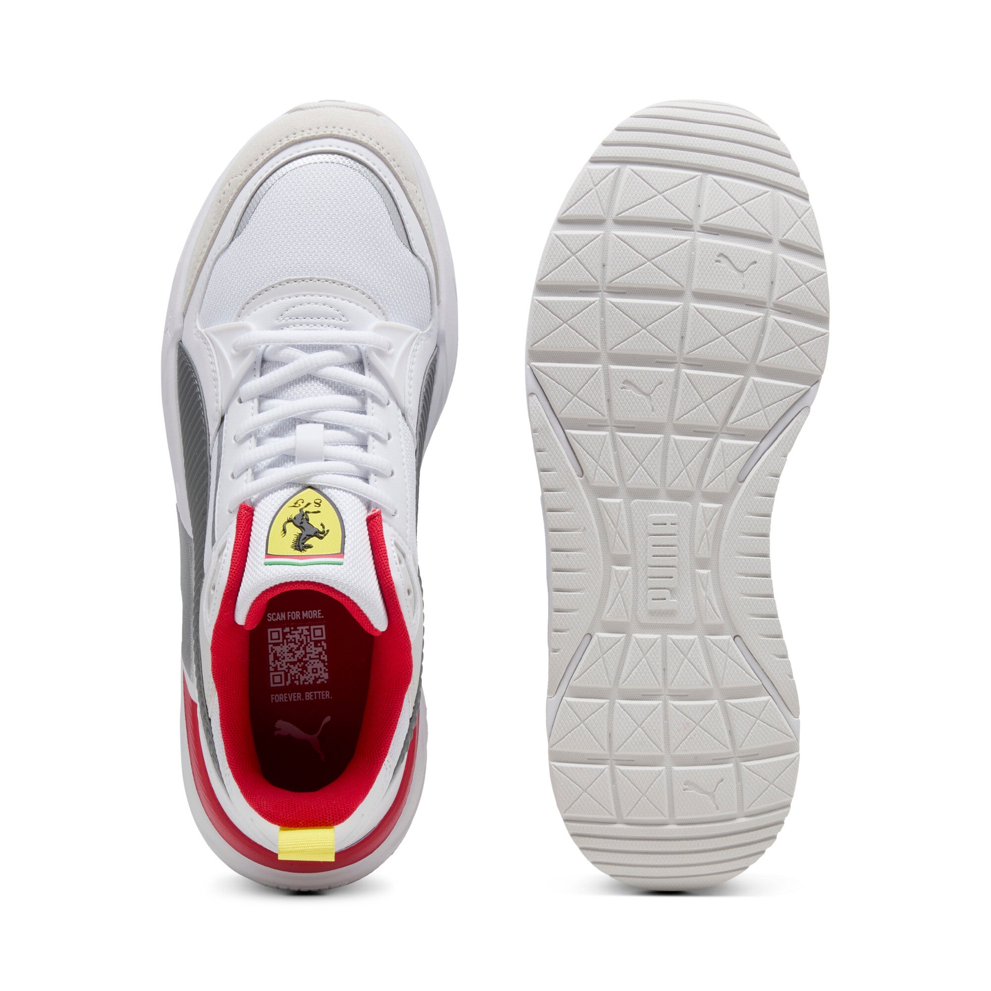 Puma scuderia Ferrari HP trinity 2 sneakers in white and flat medium gray - Side View 02
