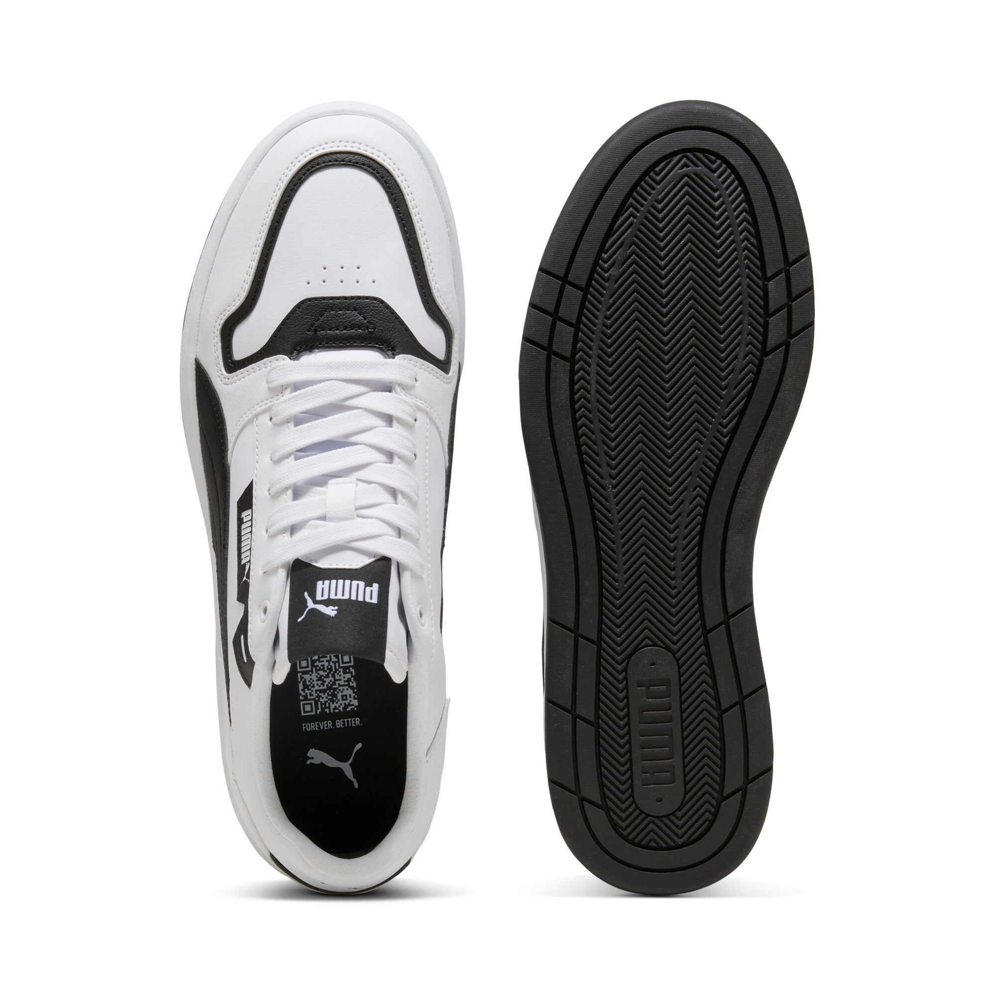 Puma court classic street sneakers in white and black - Side View 02