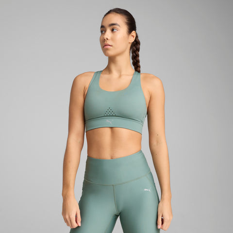 PUMA pwrbreathe run bra in green moon