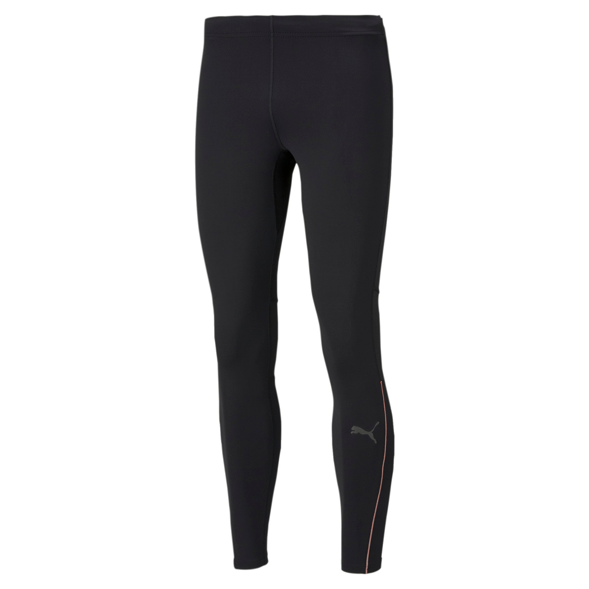 Puma long men's running tights in black - Front View