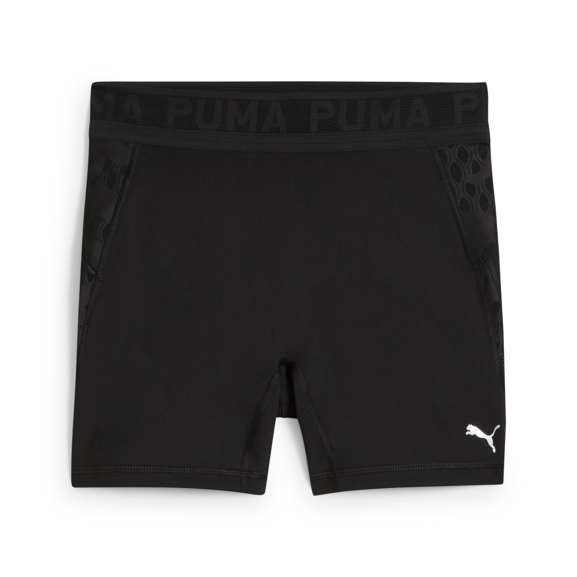 Puma lace high-waisted 5" short tights in black - Front View