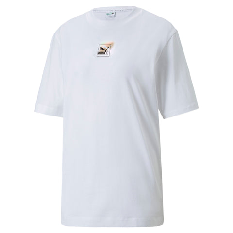 PUMA brand love relaxed tee in white
