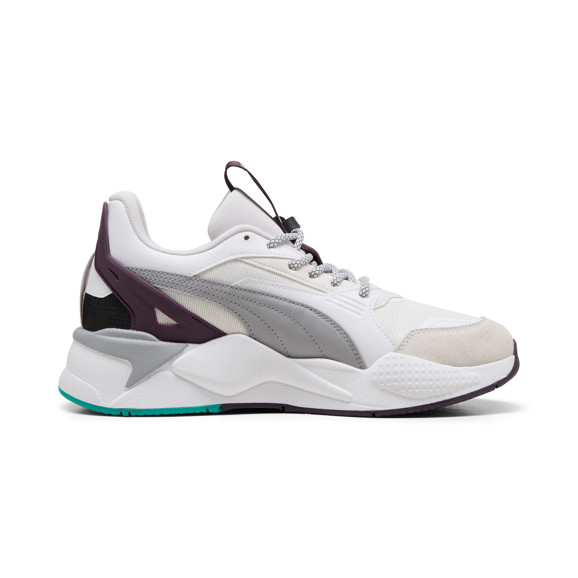 Puma Mercedes-AMG Petronas F1® RS-X textile sneakers in white and midnight plum - Side View 03