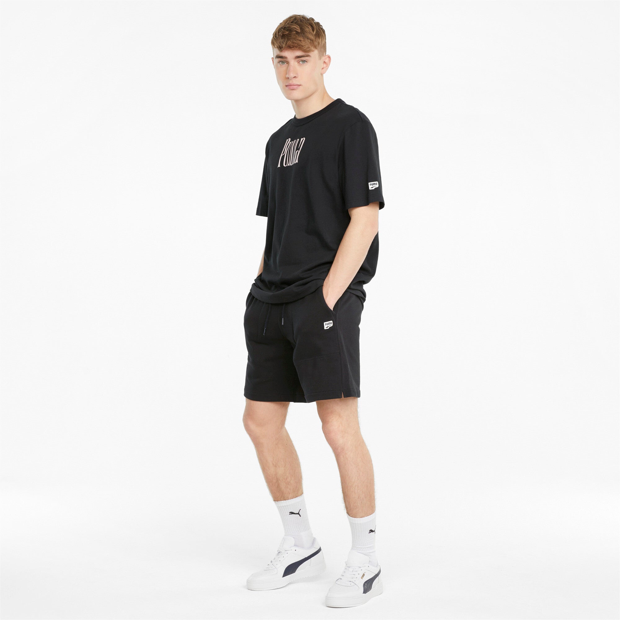 Puma downtown graphic men's tee in black - Model Shot 03