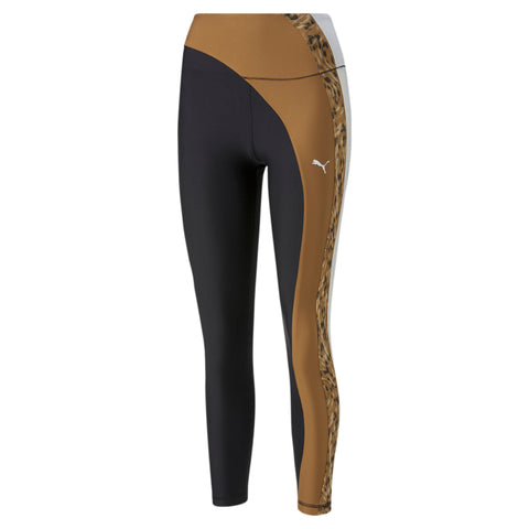 PUMA training safari glam high waisted full length leggings in black and leopard