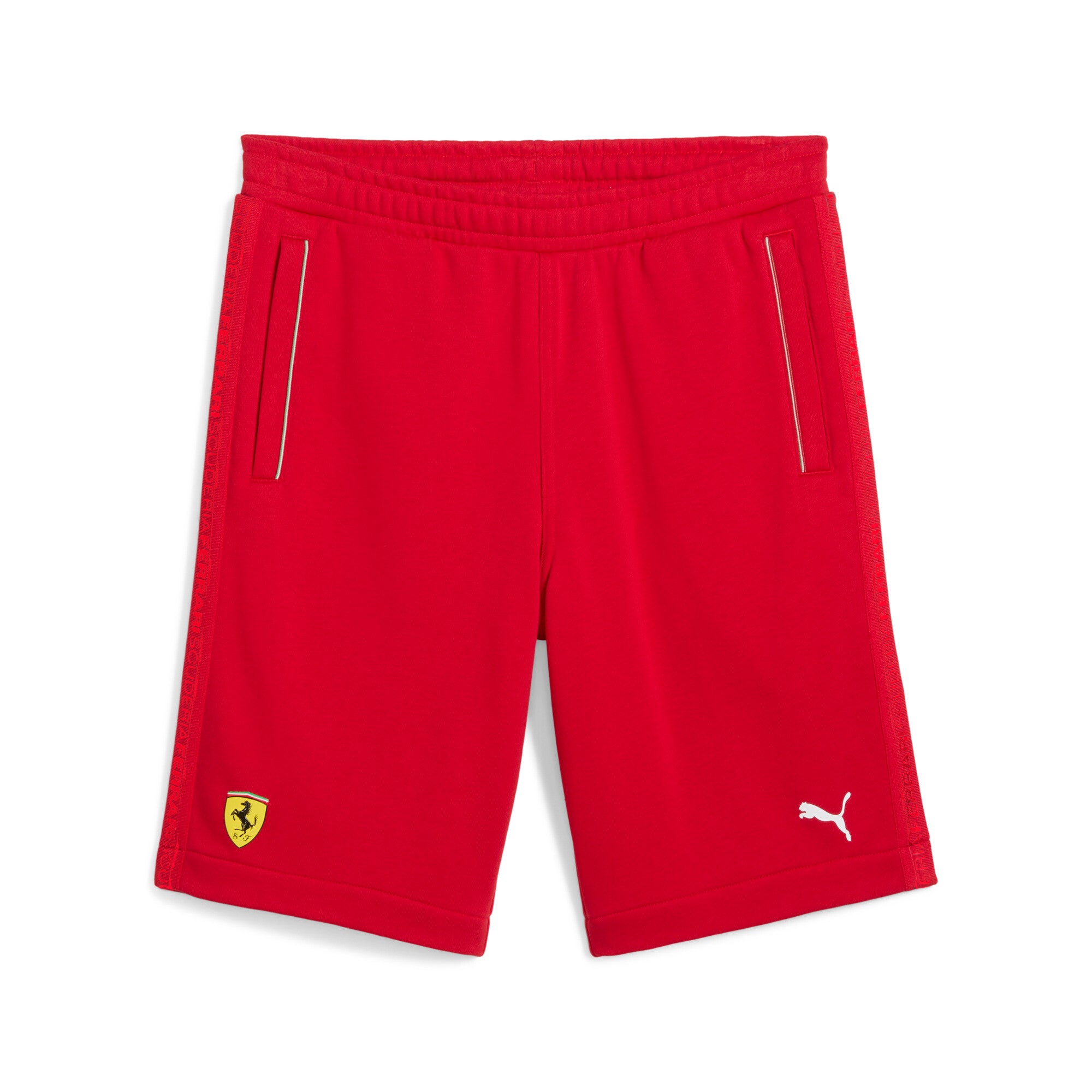 Puma scuderia Ferrari HP race sweat shorts in rosso corsa - Front View