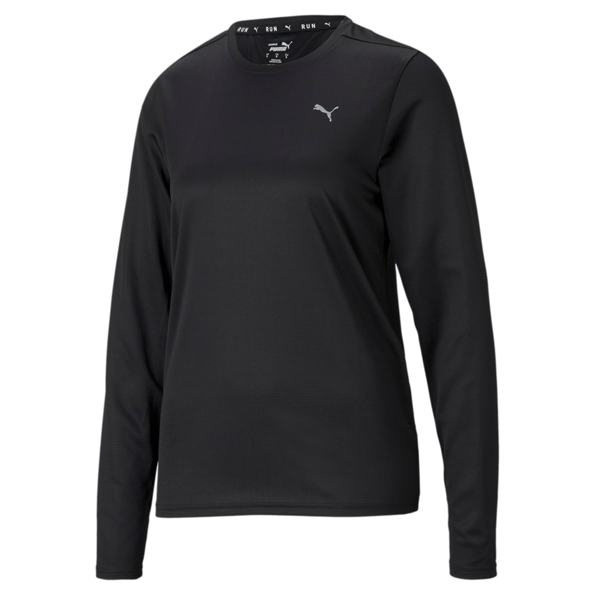 Puma favourite long sleeve women's running tee in black - Front View