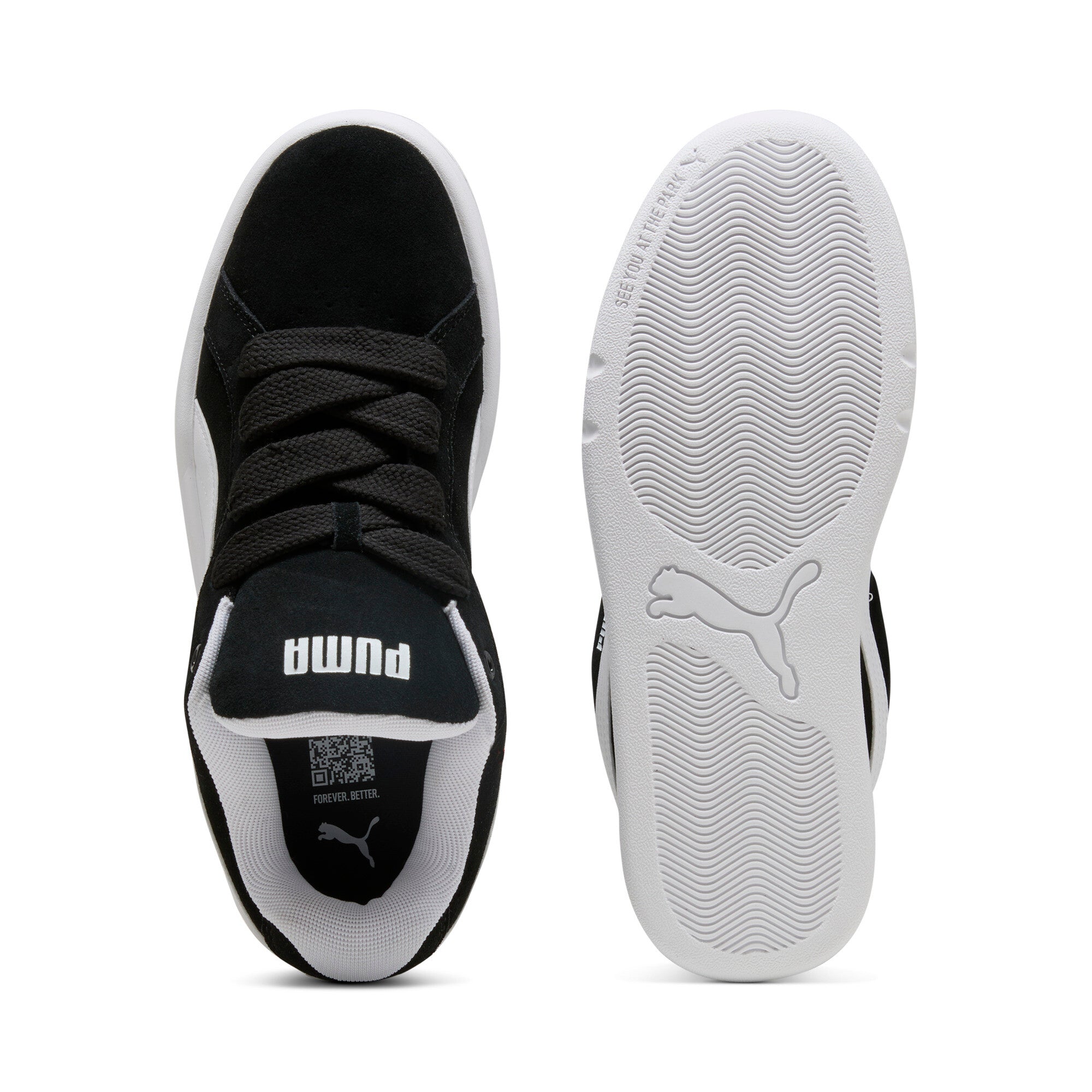Puma park lifestyle easy suede sneakers in black and white - Side View 02