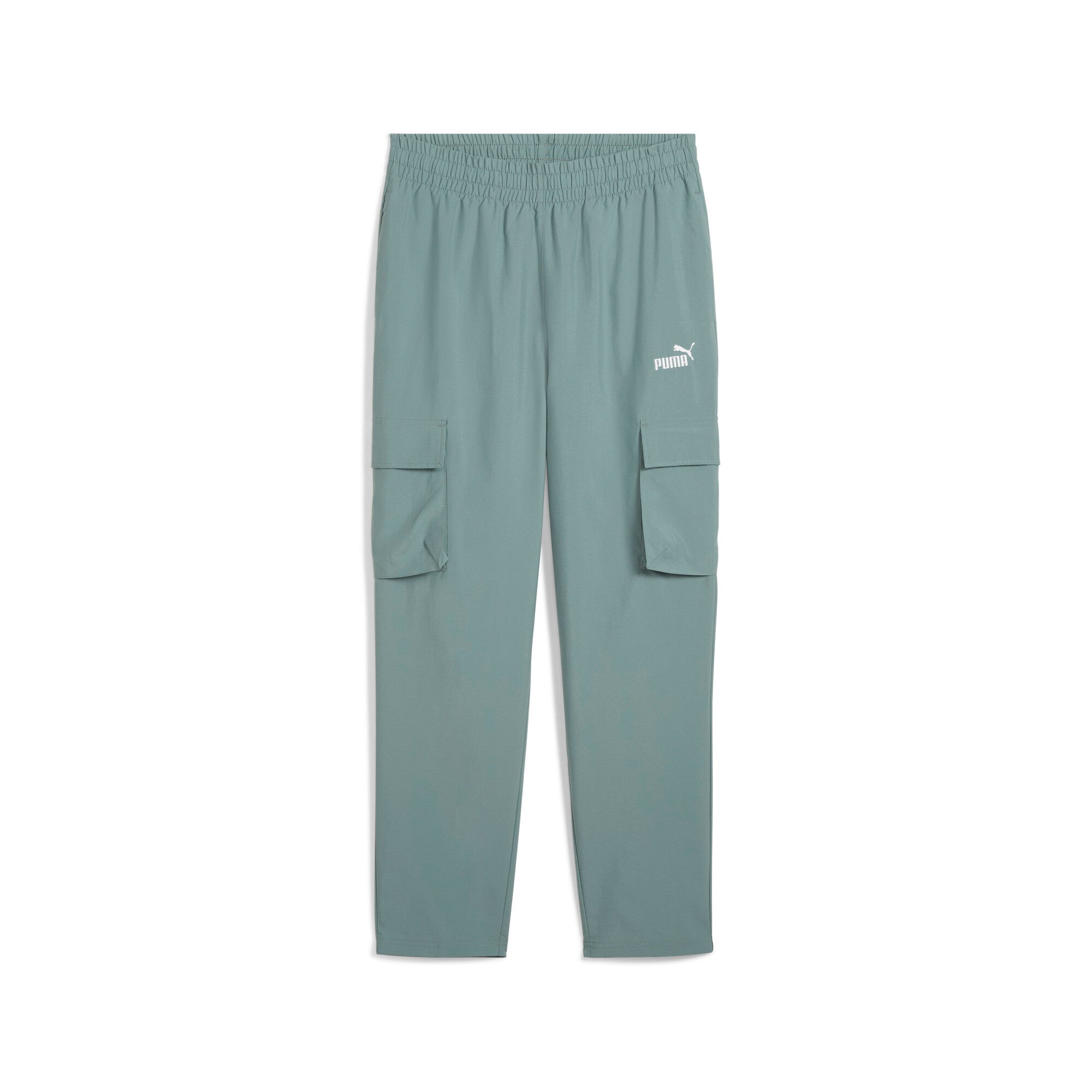 Puma essentials small no. 1 logo woven cargo pants in green moon - Front View