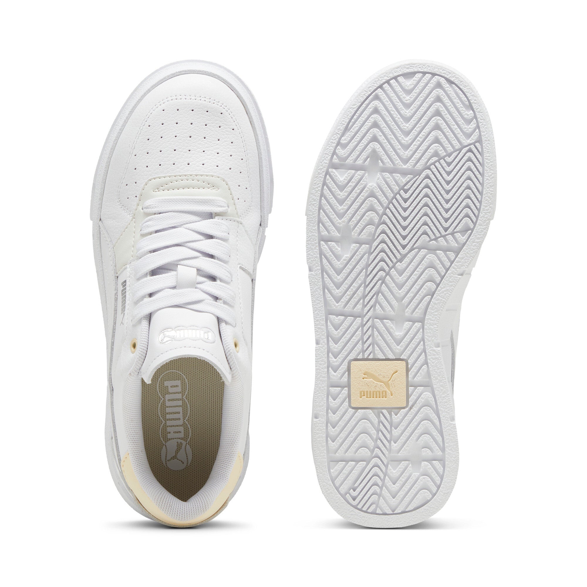 Puma cali court leather sneakers in white and creamy vanilla - Side View 02