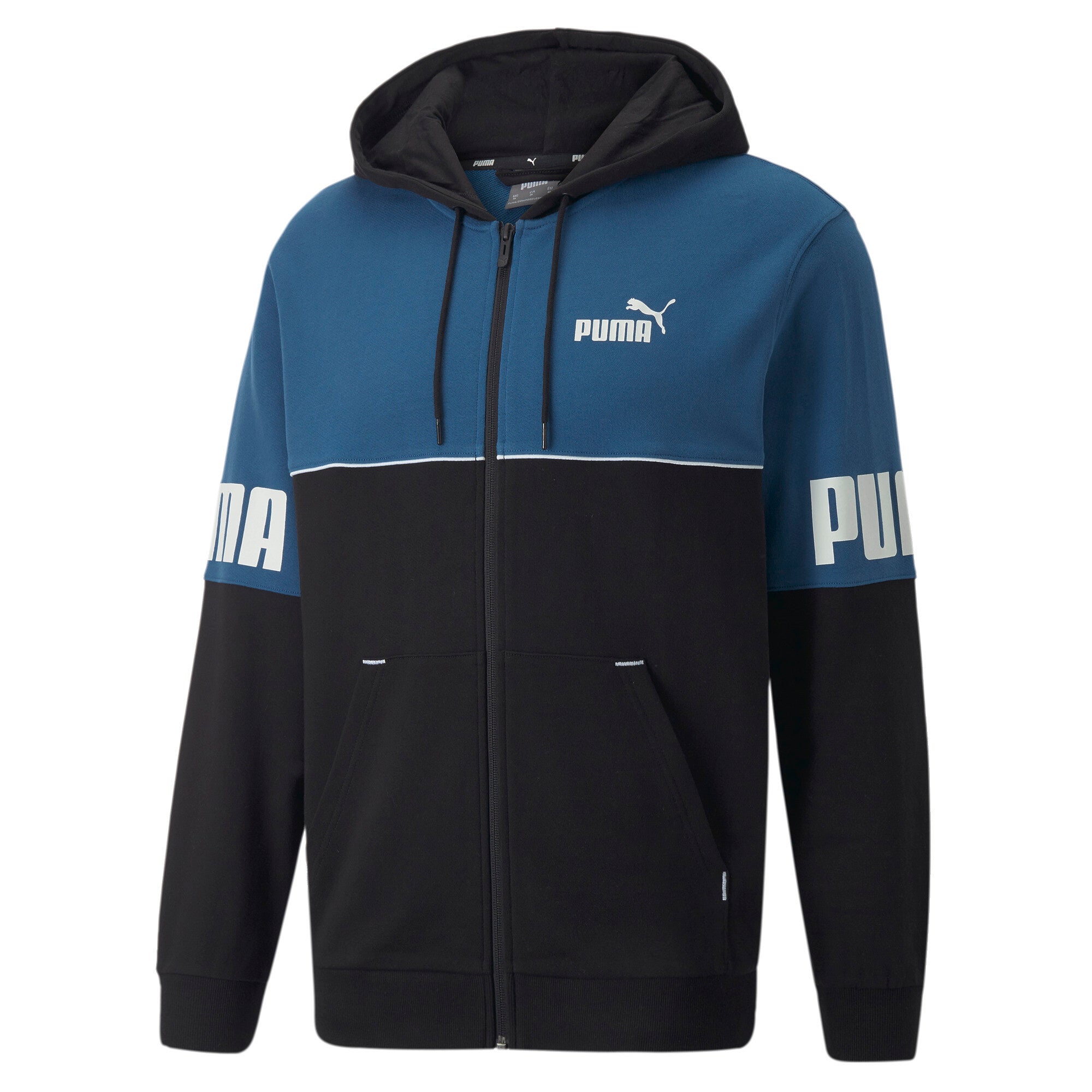 Puma power full-zip hoodie men in blue - Front View