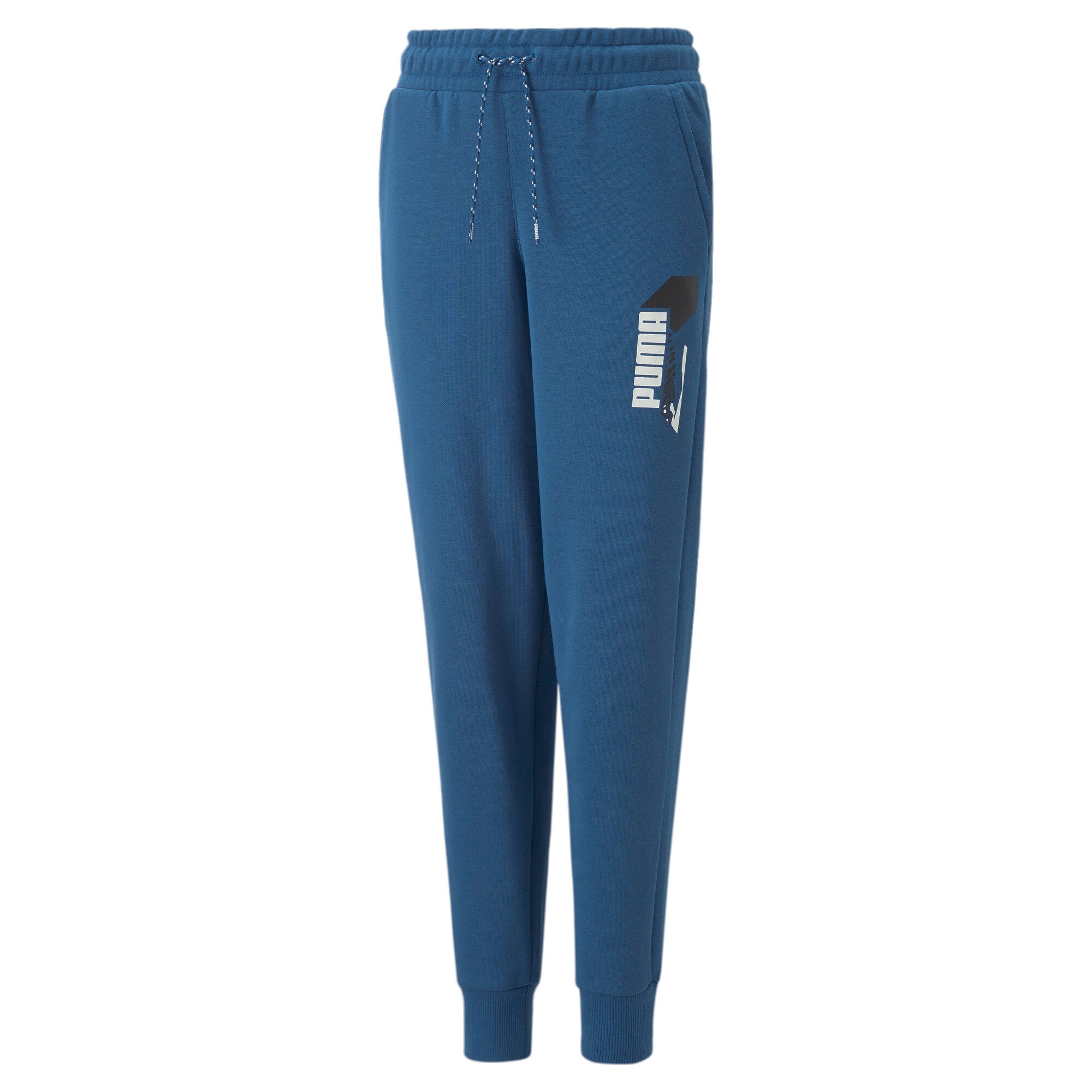 Puma alpha sweatpants in blue - Front View