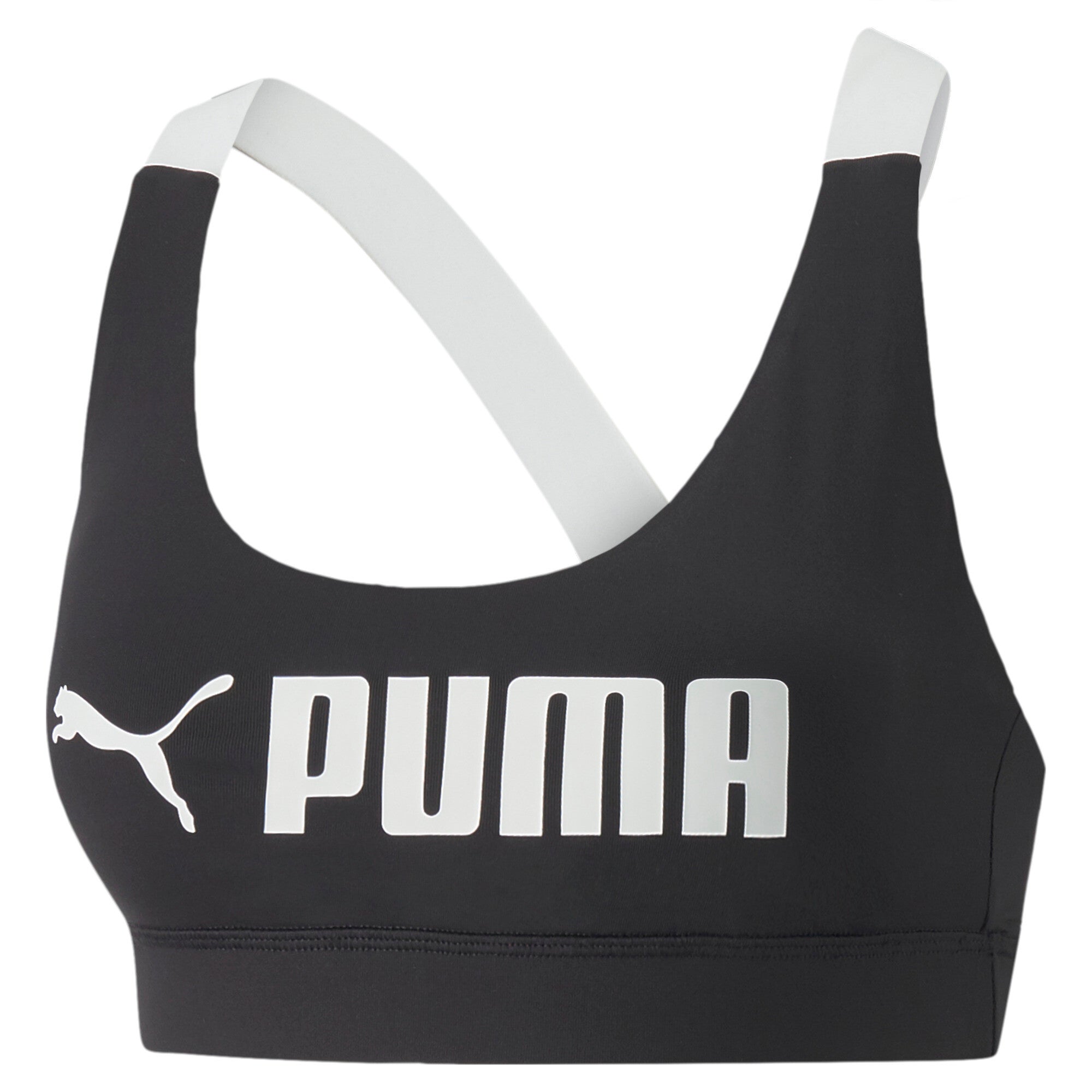 Puma fit mid impact training bra in black - Front View