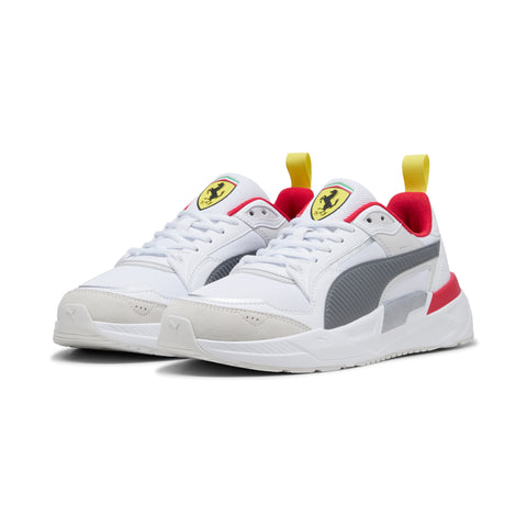 PUMA scuderia Ferrari HP trinity 2 sneakers in white and flat medium gray