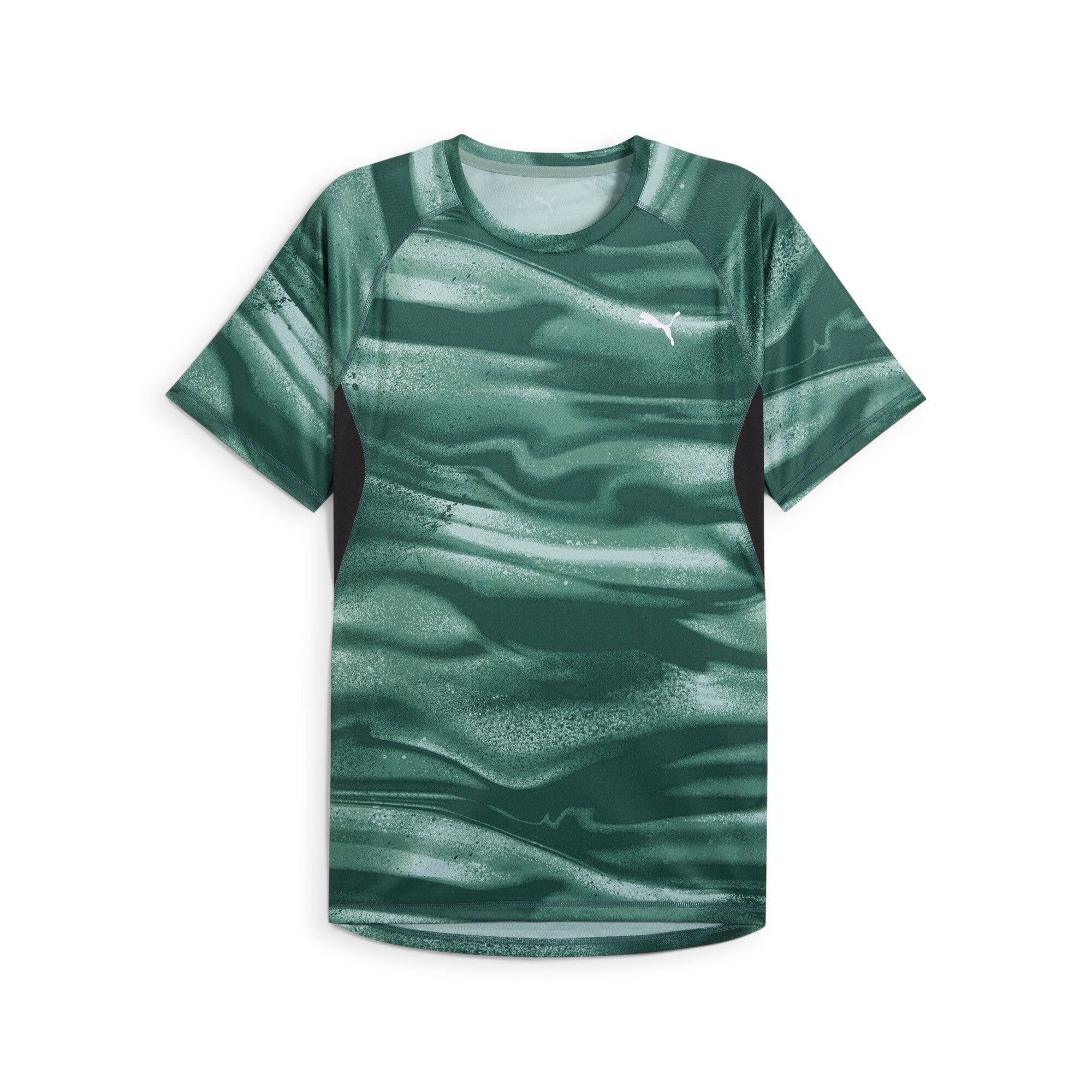 Puma VELOCITY all-over print running tee in green moon - Front View