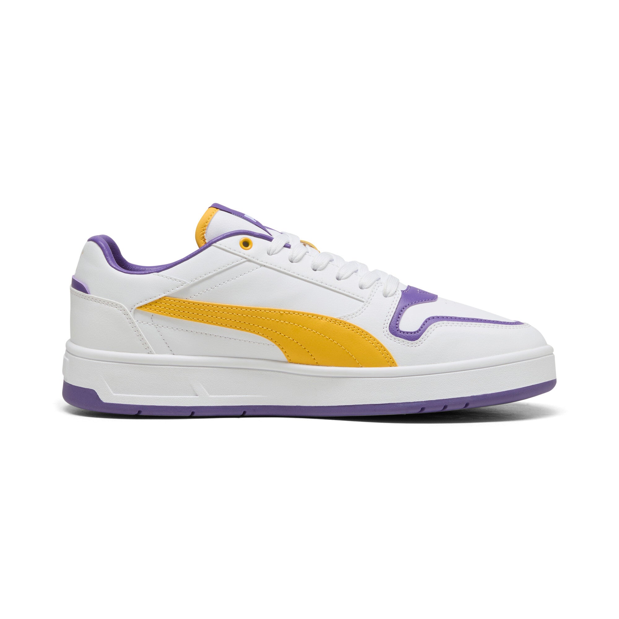 Puma court classic street sneakers in white and yellow s - Side View 03