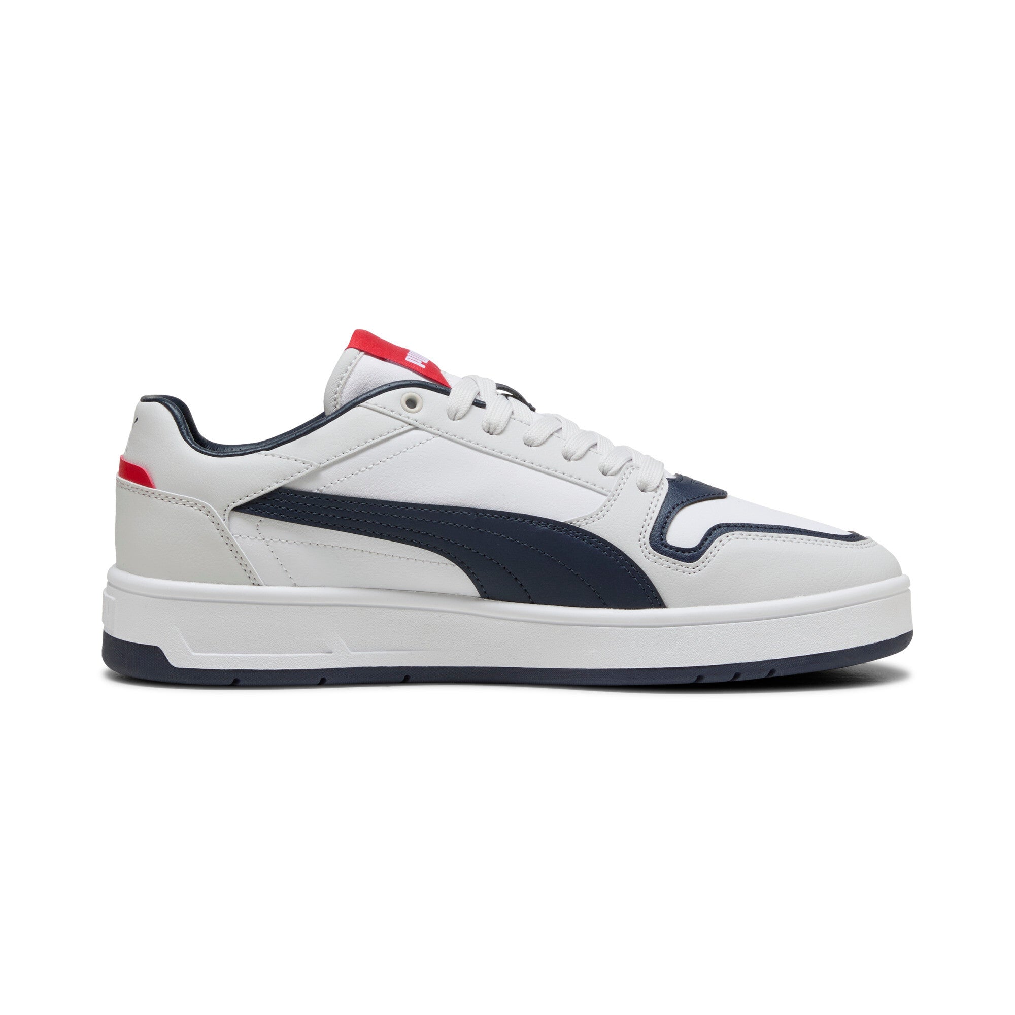 Puma court classic street sneakers in white and nav - Side View 03