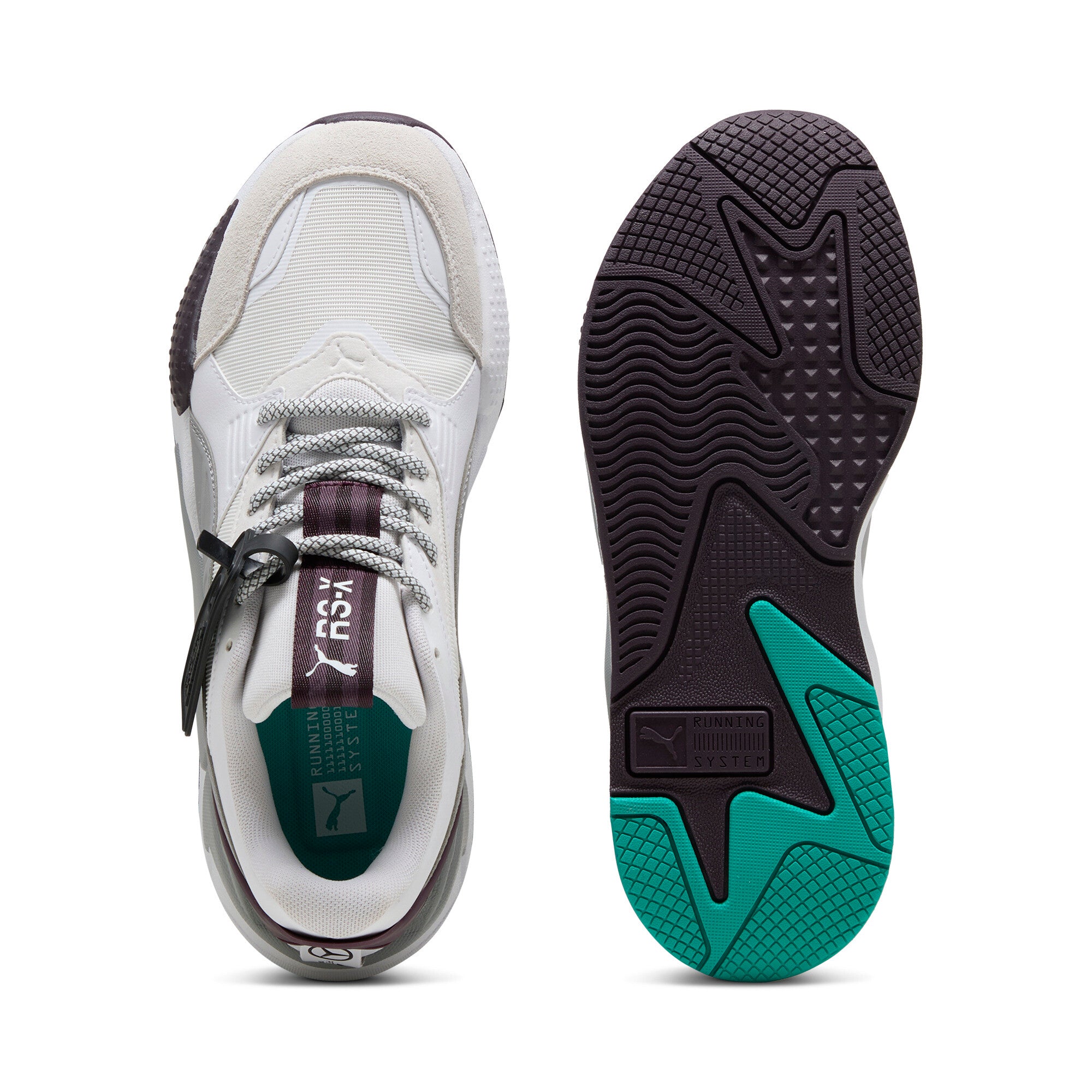 Puma Mercedes-AMG Petronas F1® RS-X textile sneakers in white and midnight plum - Side View 02