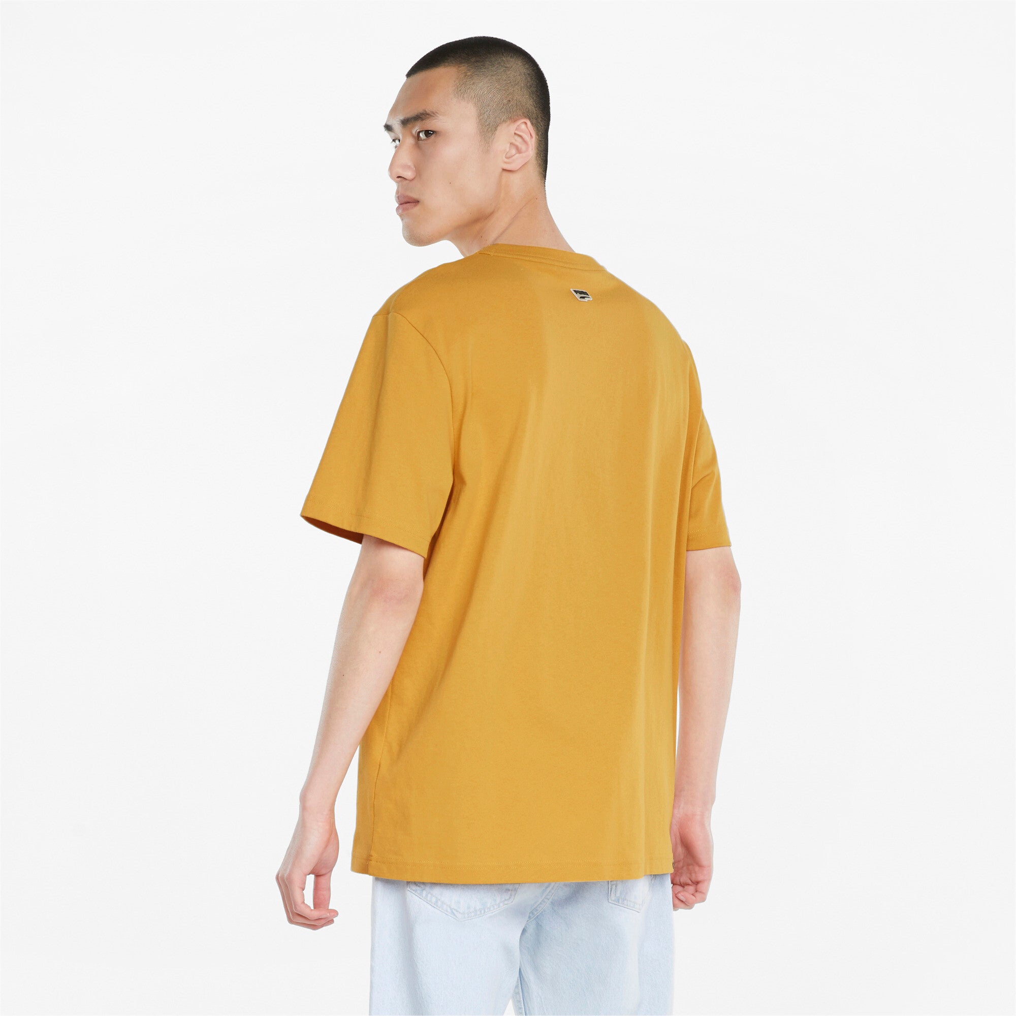 Puma downtown logo men's tee in yellow - Model Shot 02