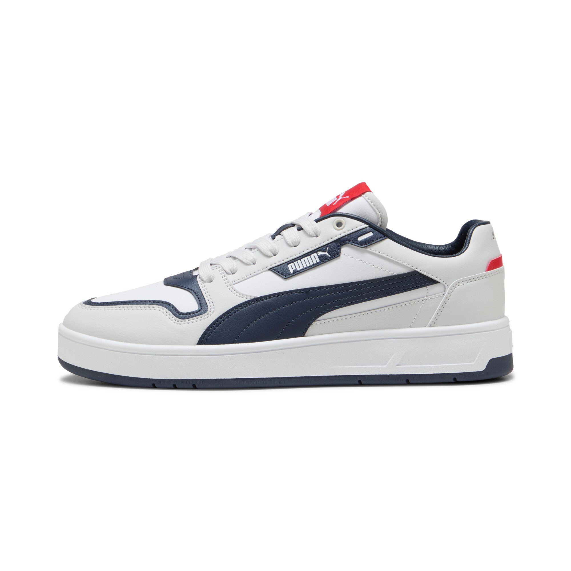 Puma court classic street sneakers in white and nav - Side View 01