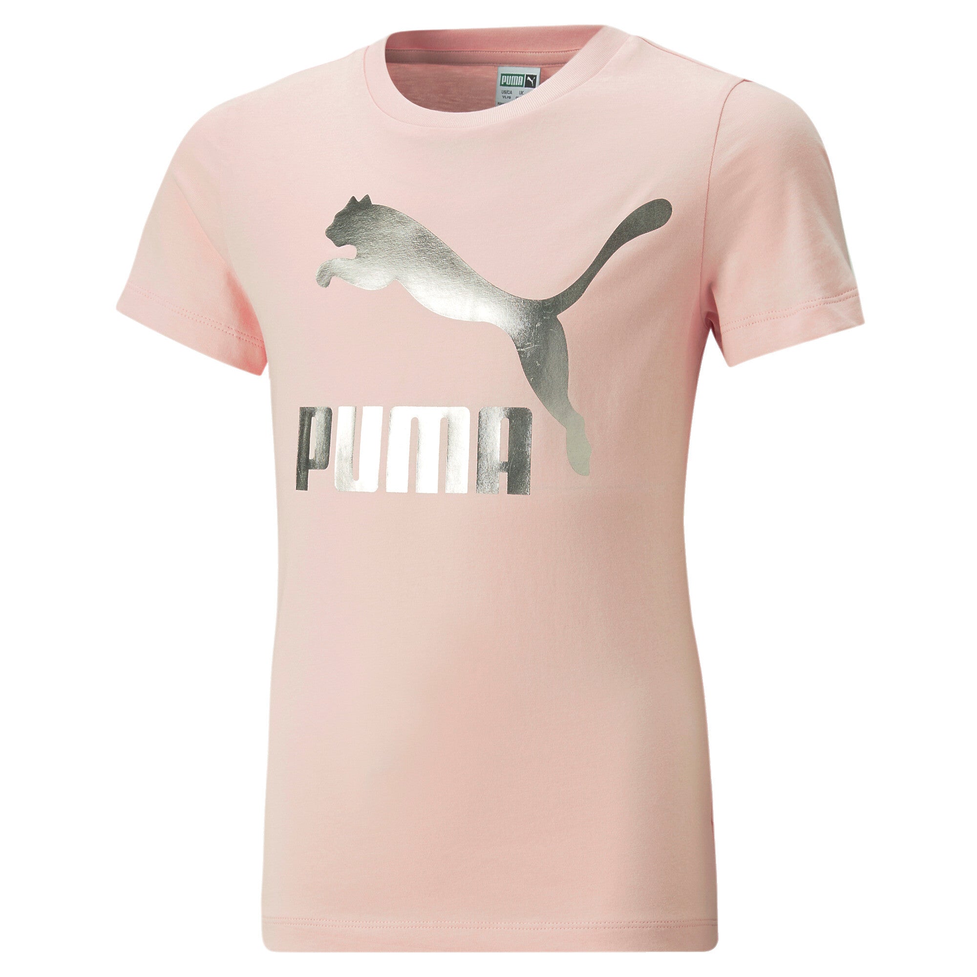 Puma classics logo tee youth in pink - Front View
