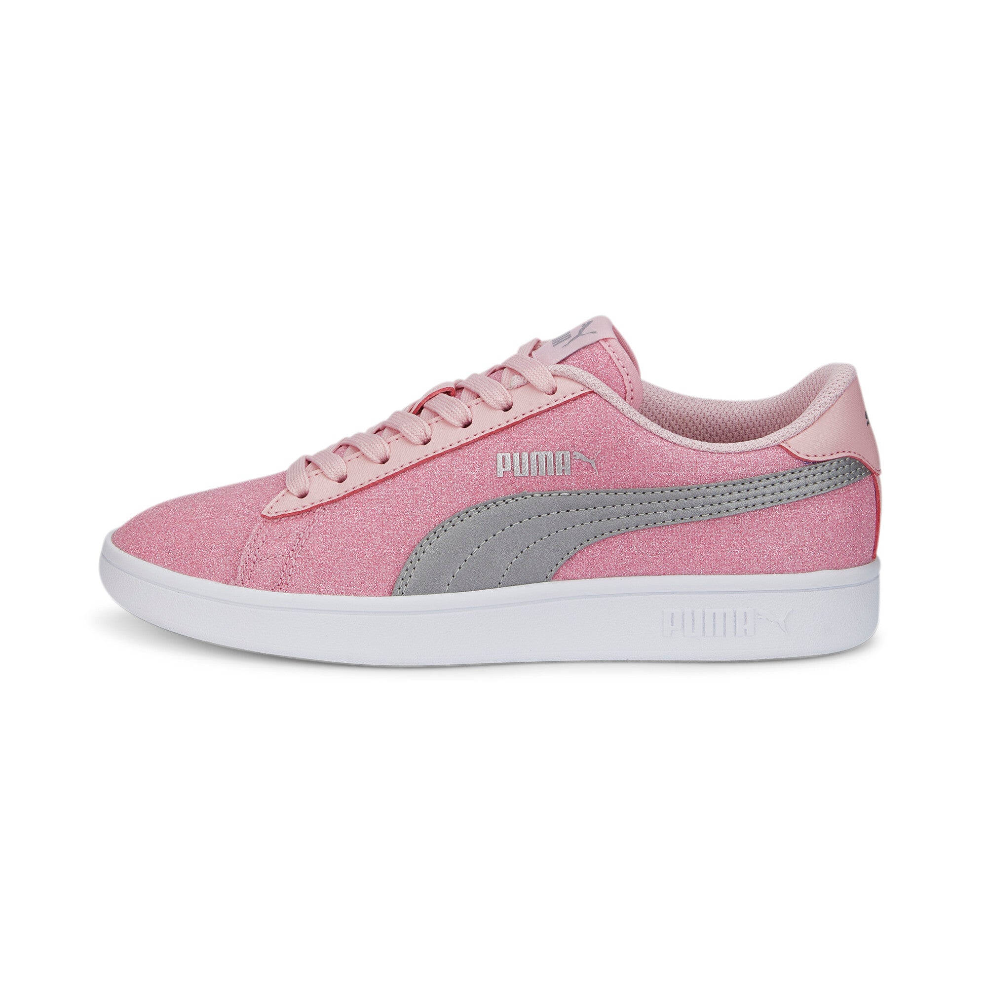 Puma smash v2 glitz glam youth trainers in black - Side View 01